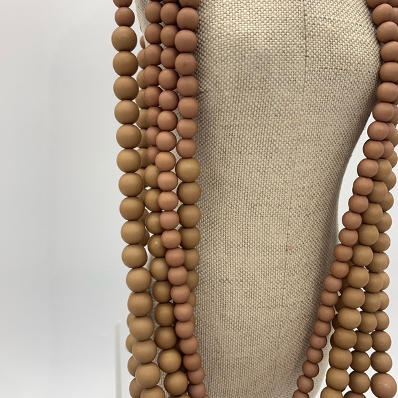 Vintage 5 StrandGlowing Bohemian Faux Wooden Beads Necklace Long 34” Adjustable - Picture 3 of 9